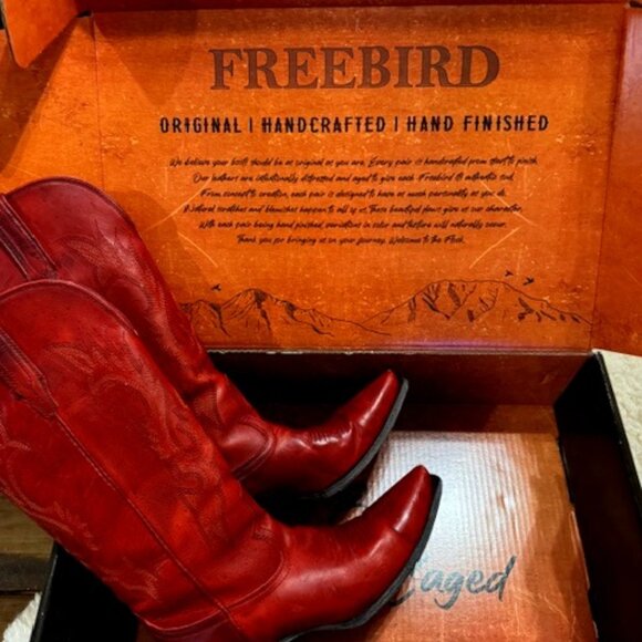 Freebird Red Cowgirl Boots, Original, Handcrafted, Exclusive Leather size 9 - Picture 2 of 9